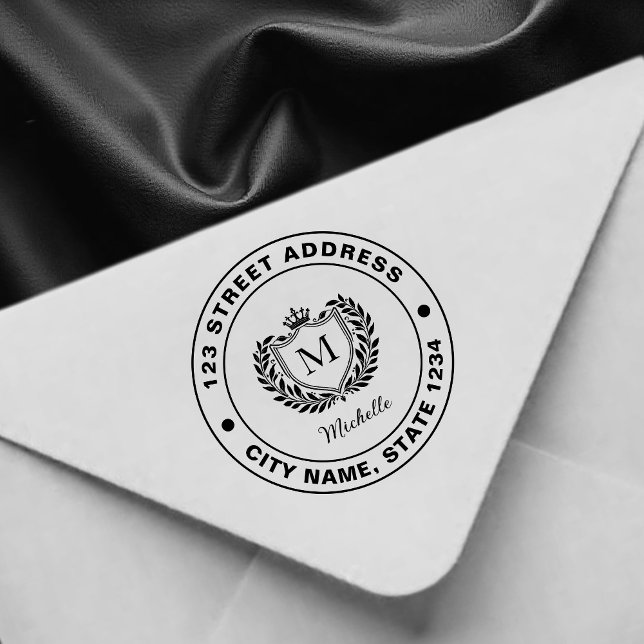 Minimal Custom Monogram Name Royal Crest Emblem    Rubber Stamp (Creator Uploaded)