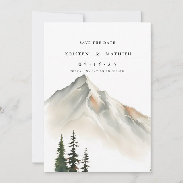 Minimal Custom Mountain Save The Date (Front)