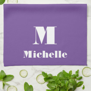 MInimal Custom Name Initial Solid Colour  Tea Towel