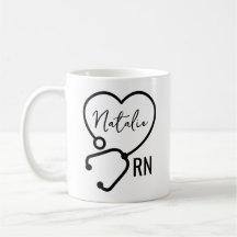 Minimal Custom Nurse Name Stethoscope Heart 