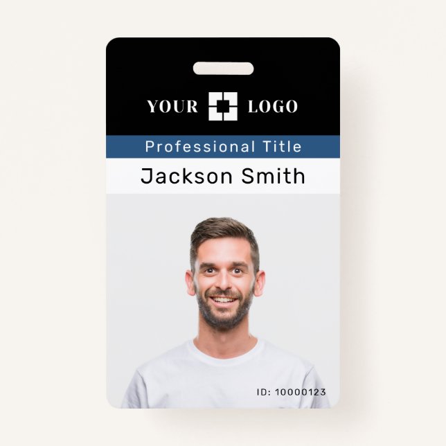 Minimal custom photo and name employee badge ID badge (Front)