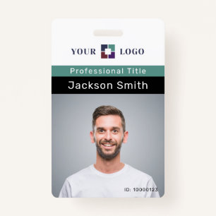 Minimal custom photo and name employee badge ID badge