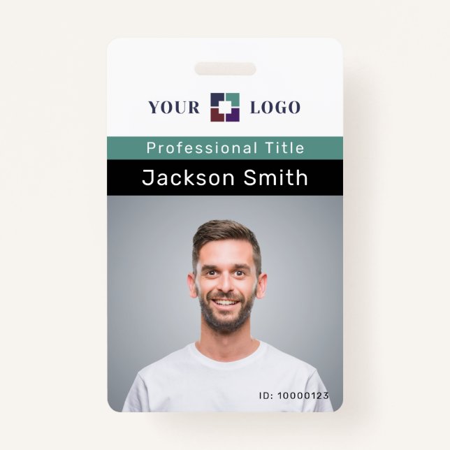 Minimal custom photo and name employee badge ID badge (Front)