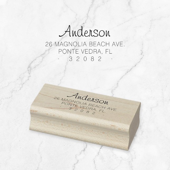 Minimal Custom Return Address 04. Rubber Stamp (Modern, elegant typography wooden return address stamp. Create your own!)