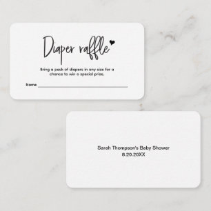 Minimal Custom Simple Diaper Raffle ticket Enclosure Card