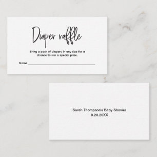 Minimal Custom Simple Diaper Raffle ticket  Enclosure Card