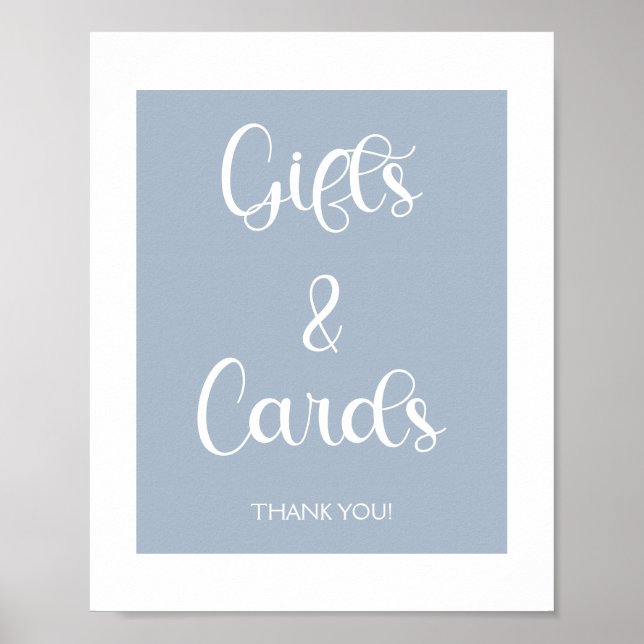 Minimal Cute Elegant Simple Blue Baby Shower Gifts Poster (Front)