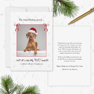 Minimal Cute Funny Naughty Dog Christmas Card