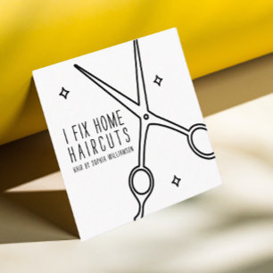 Minimal Cute Hair Stylist Scissor Star Square Business Card