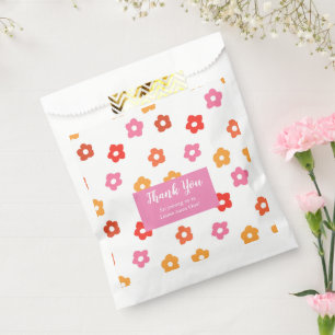 Minimal Cute Pink Yellow Red Orange Floral Pattern Favour Bag