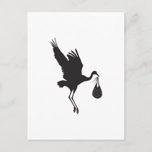 Minimal Cute Stork Unisex Baby Shower Invitation Postcard