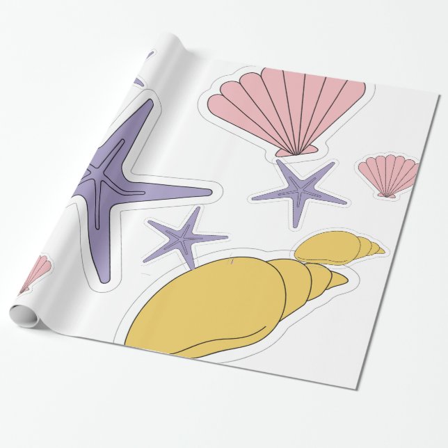 Minimal  Cute Under Sea illustrations Wrapping Paper (Unrolled)
