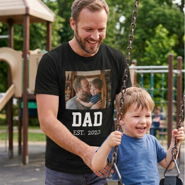 Minimal Dad Established Photo Father's Day Gift  T-Shirt (Creator Uploaded)