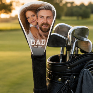 Minimal Dad Established Year New Father Photo Golf Head Cover