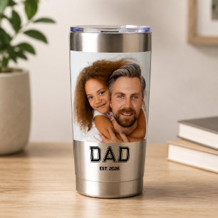 Minimal Dad Established Year New Father Photo Insulated Tumbler