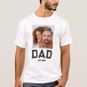 Minimal Dad Established Year New Father Photo T-Shirt