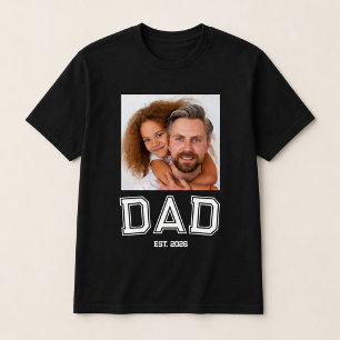 Minimal Dad Established Year New Father Photo T-Shirt