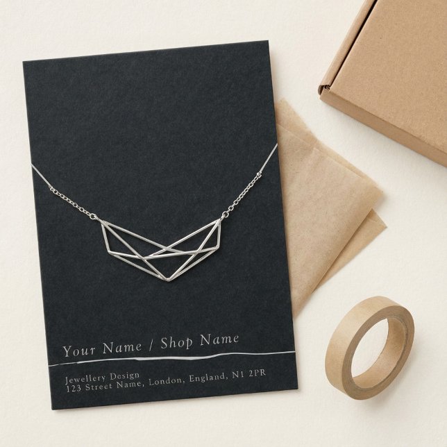 Minimal dark grey necklace/bracelet display card (Minimal dark grey necklace/bracelet display card.)