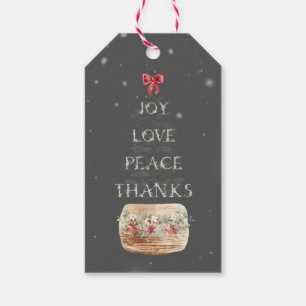 Minimal Dark Grey Silver Christmas Tree Typography Gift Tags