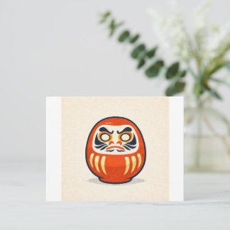 Minimal Daruma – Japanese Folk Art Postcard