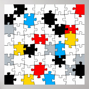 Minimal De Stijl Jigsaw Puzzle Colour Composition Poster