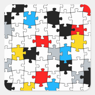 Minimal De Stijl Jigsaw Puzzle Colour Composition Square Sticker