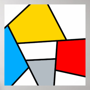 Minimal De Stijl Retro Polygon Colour Composition Poster