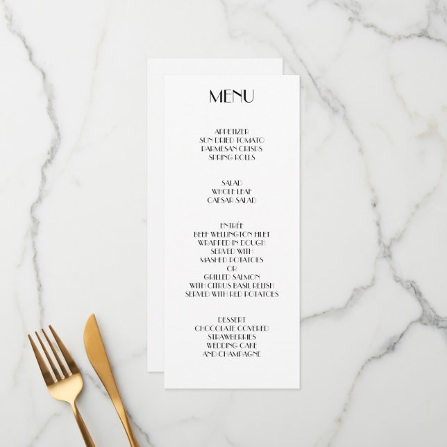 Minimal Deco Menu For The Wedding (Front/Back In Situ)
