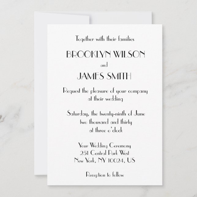 Minimal Deco White Wedding Invitation (Front)