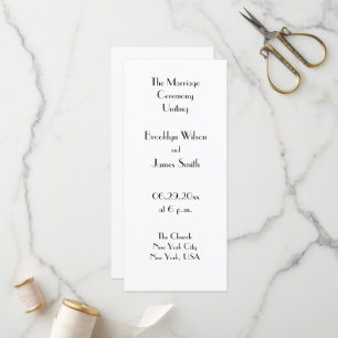 Minimal Deco White Wedding Program
