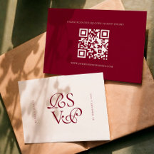 Minimal Deep Burgundy Script Qr Code Wedding