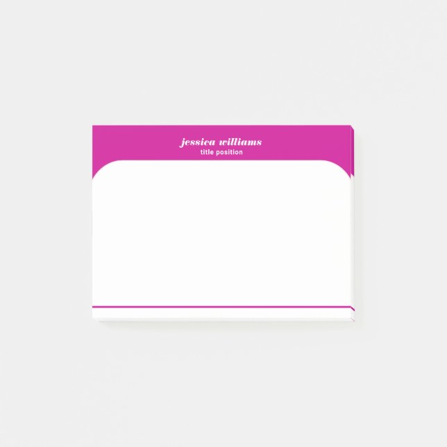 Minimal Deep-Pink and White Custom Name Post-it Notes (Front)