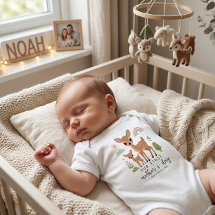 Minimal Deer Mom Baby First Mothers Day Design Bodysuit