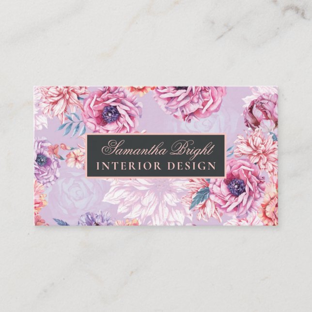 Minimal Delicate Floral Business Card (Front)