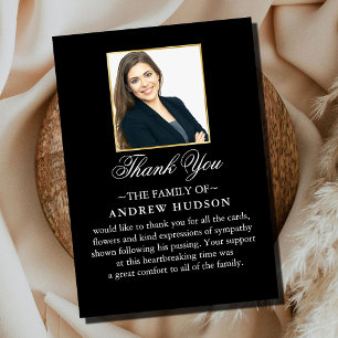 Minimal Delicate Funeral Photo Thank You Card