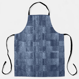 Minimal Denim Abstract Memphis Patchwork Apron