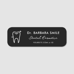 Minimal Dentist Dental Tooth Black Name Tag
