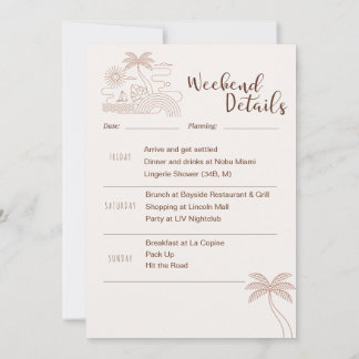 Minimal Desert Bachelorette Weekend Itinerary  Invitation