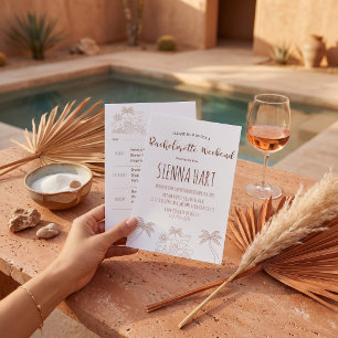 Minimal Desert Bachelorette Weekend Itinerary  Invitation