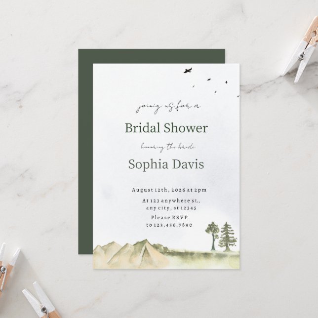 Minimal Desert Bridal Shower Invite Editable (Front/Back In Situ)