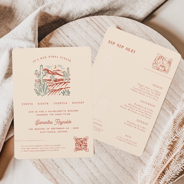 Minimal Desert Fiesta | Bachelorette Weekend Invitation (Creator Uploaded)