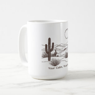 Minimal Desert Line Art – Modern Boho Cactus Lands Coffee Mug
