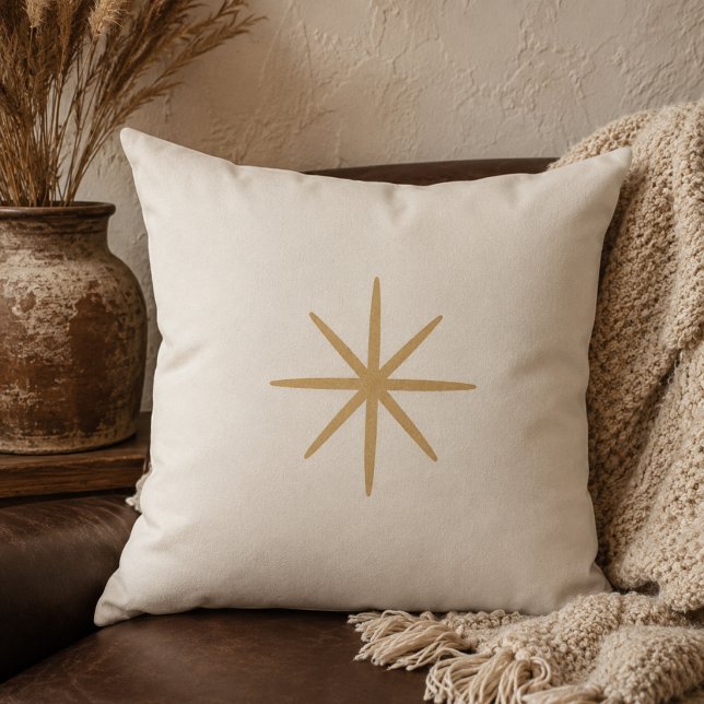 Minimal Desert Star Throw Pillow (Minimal desert star detailing for layered neutral and Scandinavian inspired spaces)
