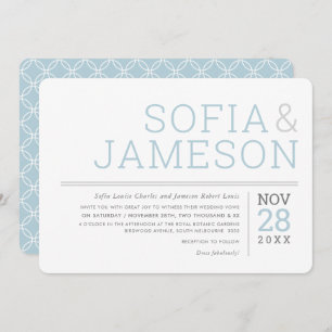 MINIMAL DESIGN simple modern type pastel grey blue Invitation