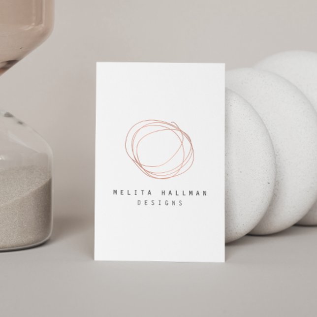 Minimal Designer Scribble Logo in Rose Gold Business Card (Creator Uploaded)