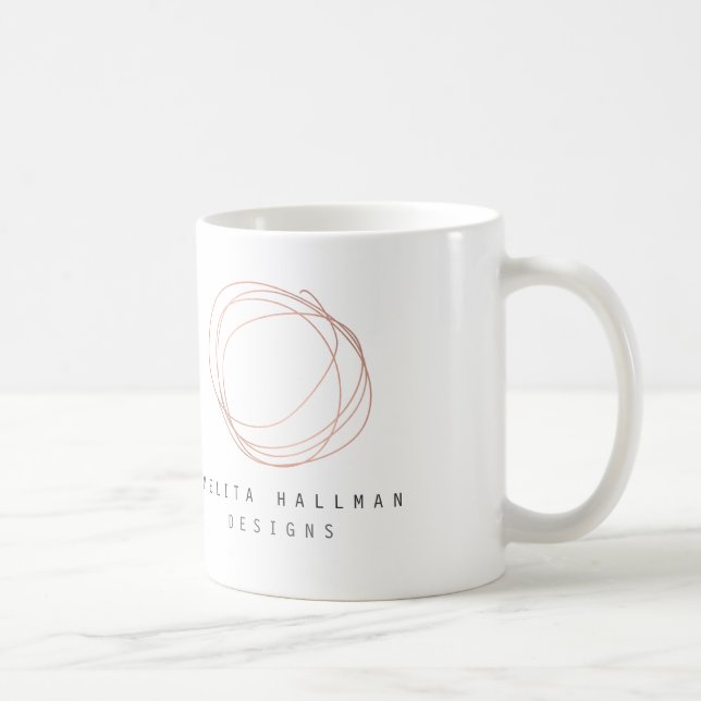 Minimal Designer Scribble Logo in Rose Gold Coffee Mug (Right)