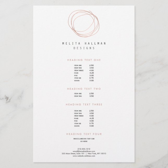 Minimal Designer Scribble Logo in Rose Gold Flyer (Front)