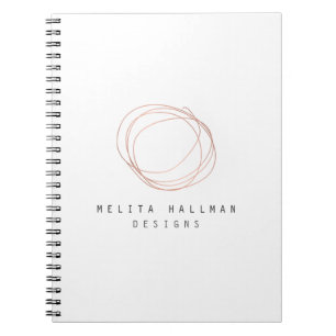 Minimal Designer Scribble Logo in Rose Gold Notebook