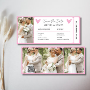 Minimal Destination Wedding Boarding Pass Invite