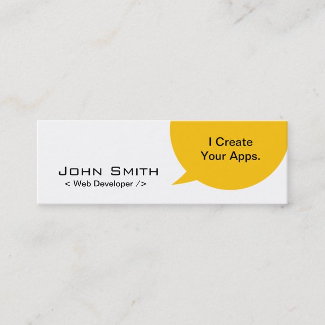 Minimal Dialogue Web Developer Mini Business Card (Front)